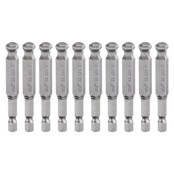 Uxcell 10pcs Ball End Hex Screwdriver Bit 8mm (H8.0) Size 1/4" Hex Shank 2.56" Industrial Grade Magnetic Ball Head Bits