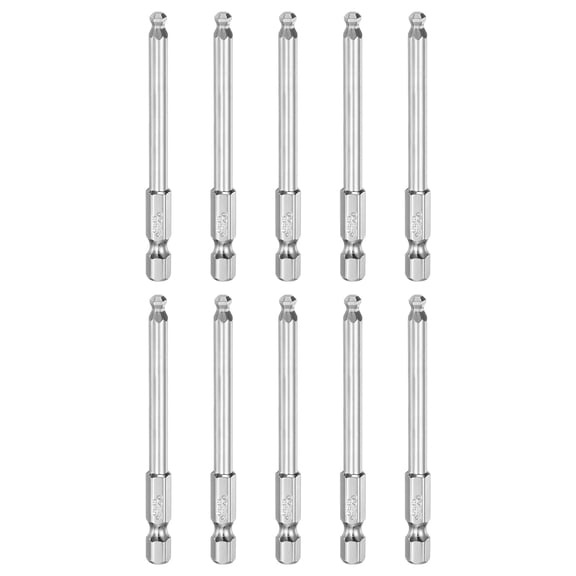 Uxcell 10pcs Ball End Hex Screwdriver Bit H4 Head 1/4" Hex Shank 3" Long Magnetic
