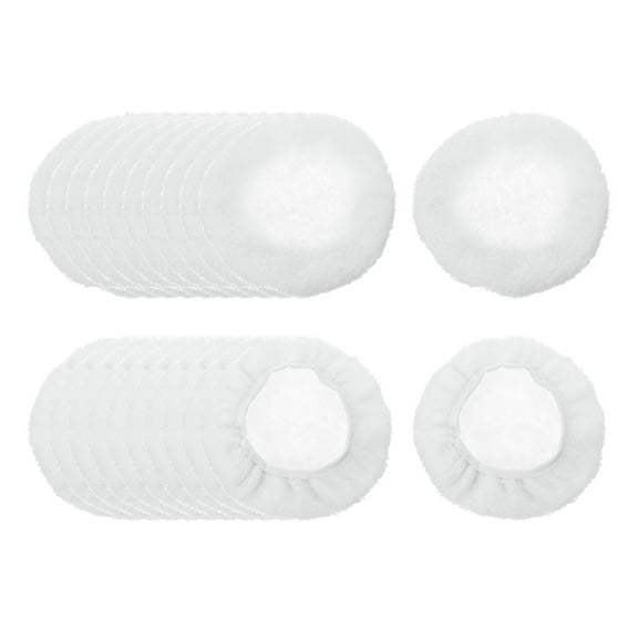 Uxcell 10pcs Car Polisher Bonnet Buffing Pad Lamb's Wool for 9"-10" Car Buffer Bonnets Polisher, White