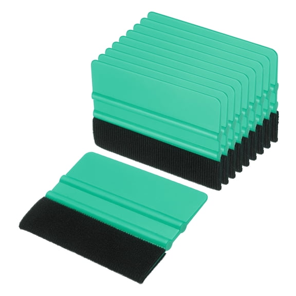 Uxcell 10pcs Car Vinyl Scraper 4inch Vinyl Squeegee Felt Edge Squeegee Tool for Car Window Tint Wallpaper Decal Sticker Installation Crafts Car Wrap Paste, Cyan