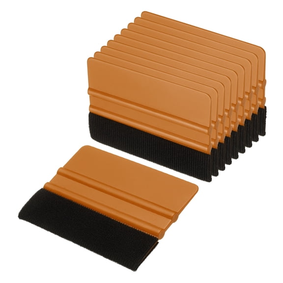 Uxcell 10pcs Car Vinyl Scraper 4inch Vinyl Squeegee Felt Edge Squeegee Tool for Car Window Tint Wallpaper Decal Sticker Installation Crafts Car Wrap Paste, Brown