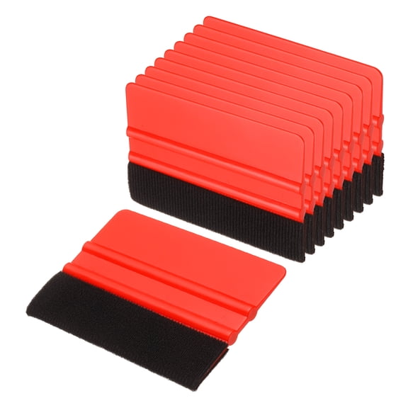 Uxcell 10pcs Car Vinyl Scraper 4inch Vinyl Squeegee Felt Edge Squeegee Tool for Car Window Tint Wallpaper Decal Sticker Installation Crafts Car Wrap Paste, Red