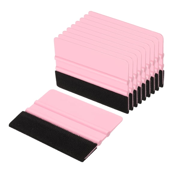 Uxcell 10pcs Car Vinyl Scraper 4inch Vinyl Squeegee Felt Edge Squeegee Tool for Car Window Tint Wallpaper Decal Sticker Installation Crafts Car Wrap Paste, Pink