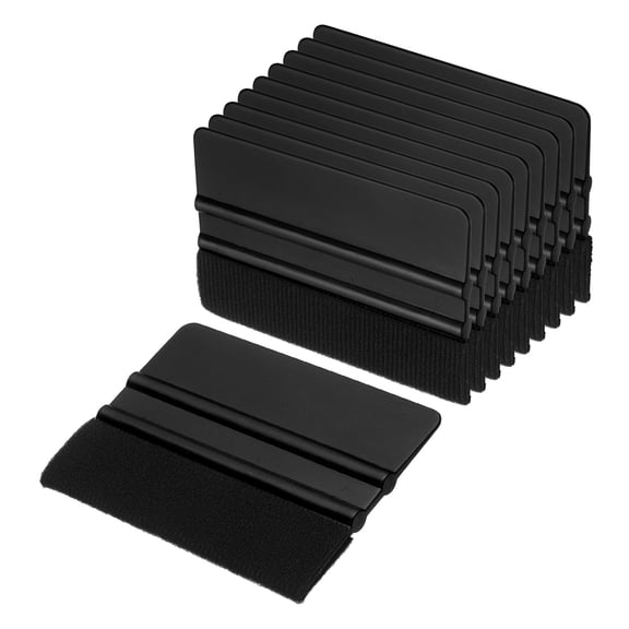 Uxcell 10pcs Car Vinyl Scraper 4inch Vinyl Squeegee Felt Edge Squeegee Tool for Car Window Tint Wallpaper Decal Sticker Installation Crafts Car Wrap Paste, Black