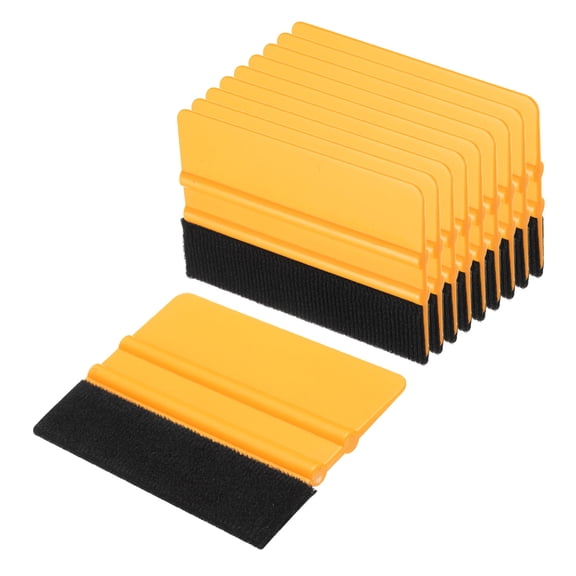 Uxcell 10pcs Car Vinyl Scraper 4inch Vinyl Squeegee Felt Edge Squeegee Tool for Car Window Tint Wallpaper Decal Sticker Installation Crafts Car Wrap Paste, Yellow