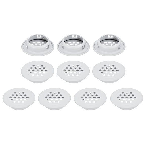 Uxcell 10pcs Circular Air Vents 1.1" (29mm) Stainless Steel Soffit Honeycomb Design Vent Louver Round Mesh Hole Flat Louver for Kitchen Bathroom Shoe Cabinet Wardrobe, White