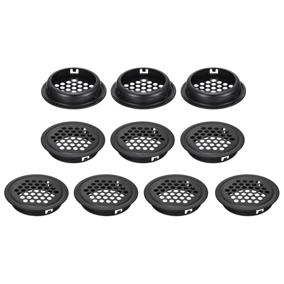Uxcell 10pcs Circular Air Vents 1.4" (35mm) Stainless Steel Soffit Honeycomb Design Vent Louver Round Mesh Hole Flat Louver for Kitchen Bathroom Shoe Cabinet Wardrobe, Black