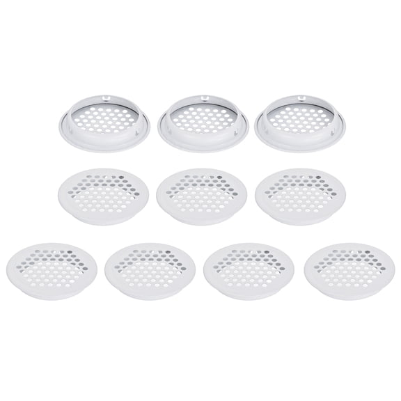 Uxcell 10pcs Circular Air Vents 2" (50mm) Stainless Steel Soffit Honeycomb Design Vent Louver Round Mesh Hole Flat Louver for Kitchen Bathroom Shoe Cabinet Wardrobe, White