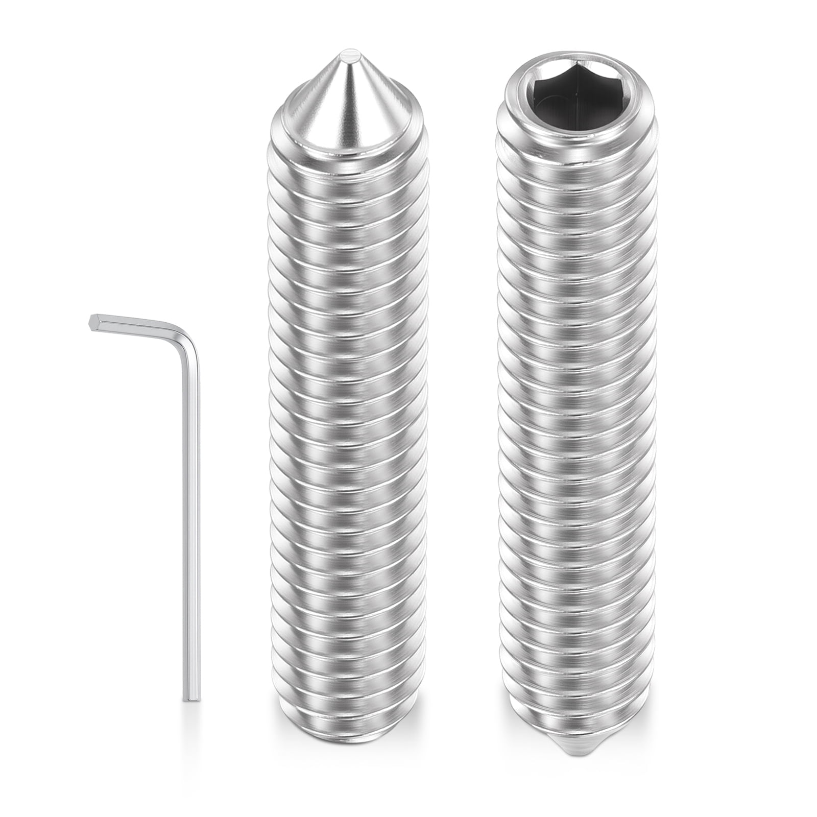Uxcell 10pcs Cone Point Socket Set Screws - [M8-1.25x40mm] 18-8 ...