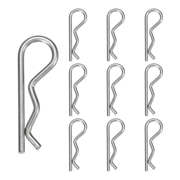 Uxcell 10pcs Cotter Pins (M2.5 x 45mm) - Heavy Duty R Clips Hitch Pin Clip Hardware Pins 304 Stainless Steel Spring Fasteners, for Trailer/Lawn Mowers/Tractor/Truck