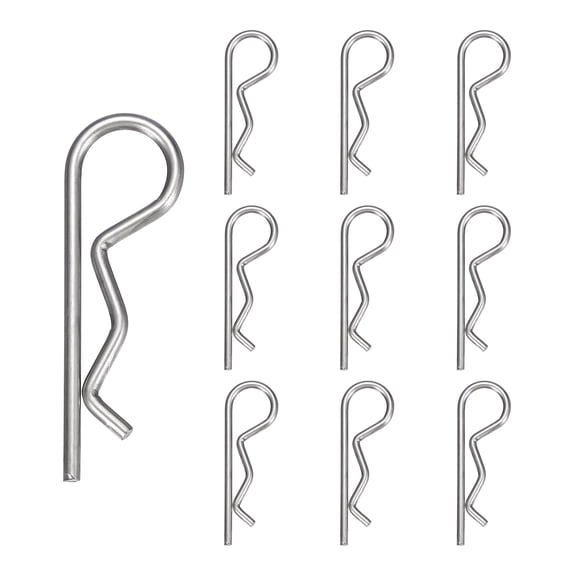 Uxcell 10pcs Cotter Pins (M3.5 x 75mm) - Heavy Duty R Clips Hitch Pin Clip Hardware Pins 304 Stainless Steel Spring Fasteners, for Trailer/Lawn Mowers/Tractor/Truck