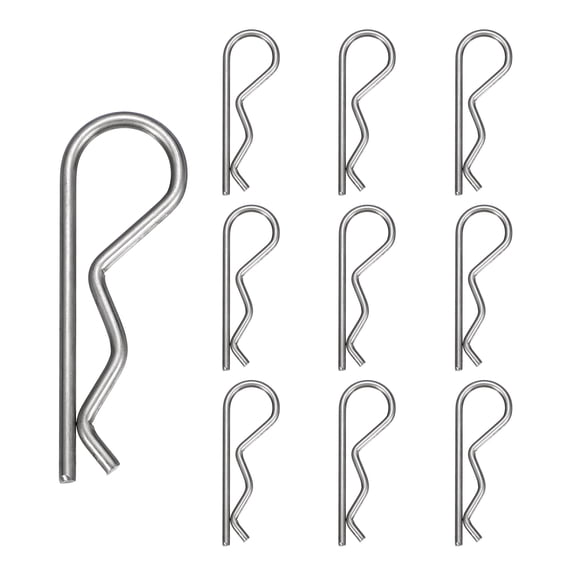 Uxcell 10pcs Cotter Pins (M4 x 90mm) - Heavy Duty R Clips Hitch Pin Clip Hardware Pins 304 Stainless Steel Spring Fasteners, for Trailer/Lawn Mowers/Tractor/Truck