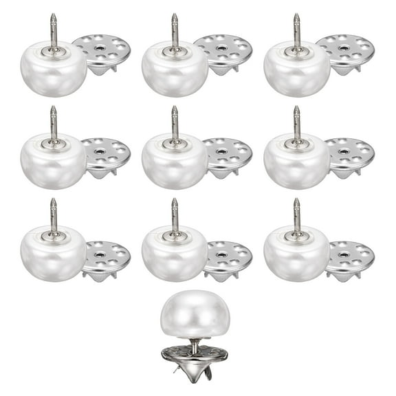 Uxcell 10pcs Cream White No Sew Pearl Buttons 12mm Cover Up Pins Removable Reusable Craft Button for Shirt Dress DIY Crafts Clothes Decoration