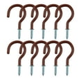 thumbnail image 1 of Uxcell 10pcs Cup Hooks 2" Vinyl Coated Screw-in Ceiling Wall Thread Hooks Brown, 1 of 6