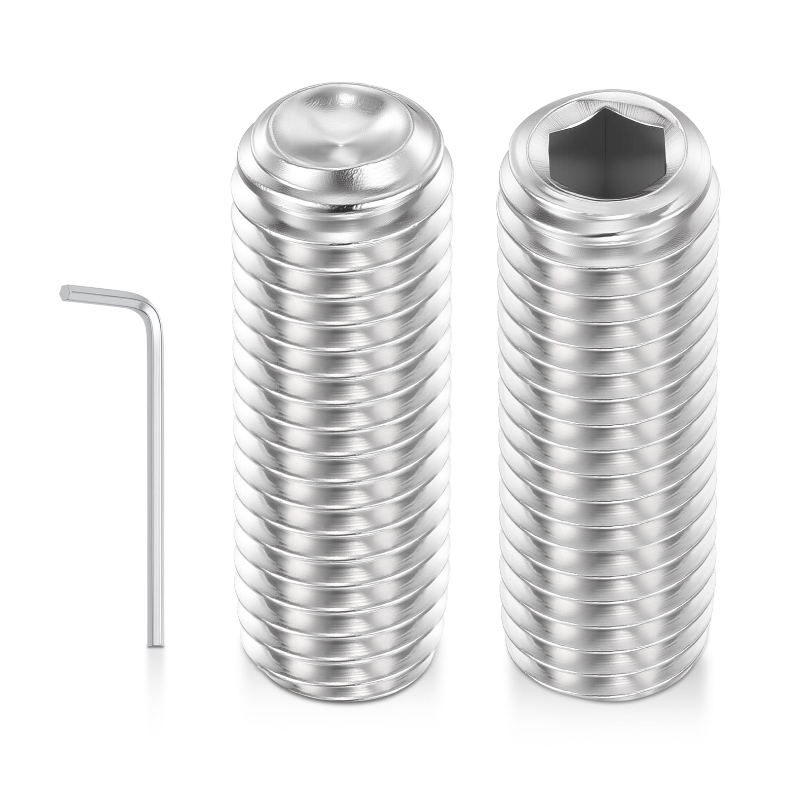 Uxcell 10pcs Cup Point Hex Socket Set Screws - [3/8"-16x1-1/2"] 18-8 Stainless Steel Headless Allen Head Grub Set Screw with Hex Key Wrench for Door Handle, Bathroom Fixture & Towel Rack