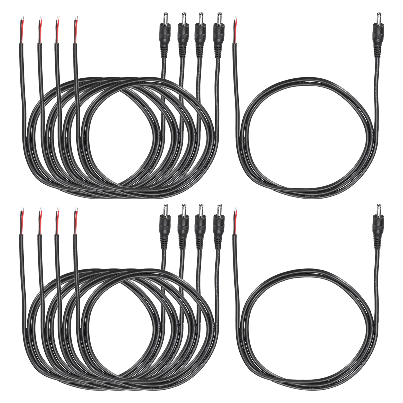 Uxcell 10pcs DC Power Pigtails Cable, 3.5mm x 1.35mm Male Barrel Plug Connector to Bare Wire Open End 100cm for PC Laptop Toys Cellphone Electronic Devices