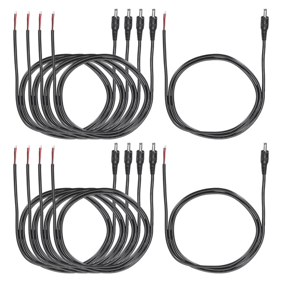 Uxcell 10pcs DC Power Pigtails Cable, 3.5mm x 1.35mm Male Barrel Plug Connector to Bare Wire Open End 100cm for PC Laptop Toys Cellphone Electronic Devices
