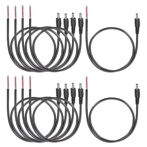 Uxcell 10pcs DC Power Pigtails Cable, 3.5mm x 1.35mm Male Barrel Plug Connector to Bare Wire Open End 50cm for PC Laptop Toys Cellphone Electronic Devices
