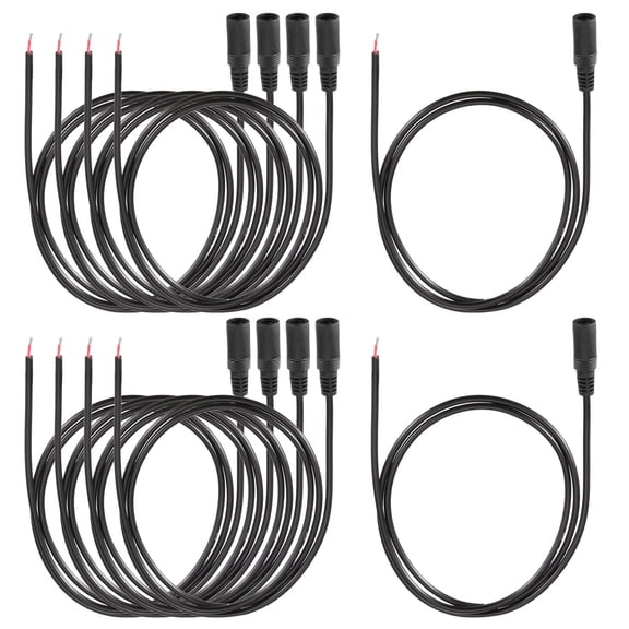 Uxcell 10pcs DC Power Pigtails Cable, 5.5 x 2.1mm Female Barrel Plug Connector to Bare Wire Open End for CCTV Camera, DVR, LED Strip, 100cm Black