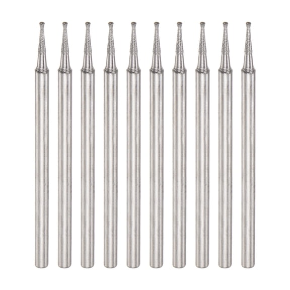 Uxcell 10pcs Diamond Grinding Head 0.8mm Dia 3/32" Shank Carving Bits Spherical Head Rotary Tool
