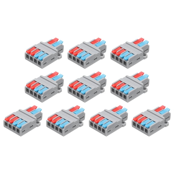 Uxcell 10pcs Din Rail Press Quick Terminal Blocks DIY Splicing Wire Connectors (2 in 4 out) 35A Terminal Blocks 18-10AWG