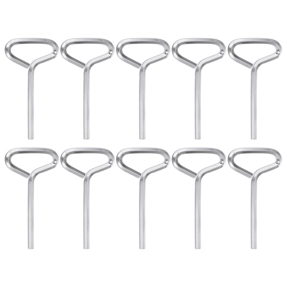 Uxcell 10pcs Dogging Hex Key Wrench 5/32" SAE Metal Dog Door Keys Spanner with T-Ring Full Loop, Silver Tone