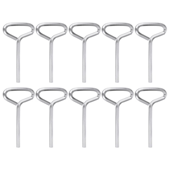Uxcell 10pcs Dogging Hex Key Wrench 5/32" SAE Metal Dog Door Keys Spanner with T-Ring Full Loop, Silver Tone