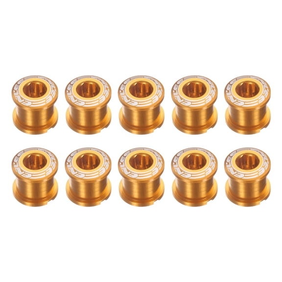 Uxcell 10pcs Double Chain Ring Bolts M8 Aluminum Alloy Bike Chainwheel Screw, Golden