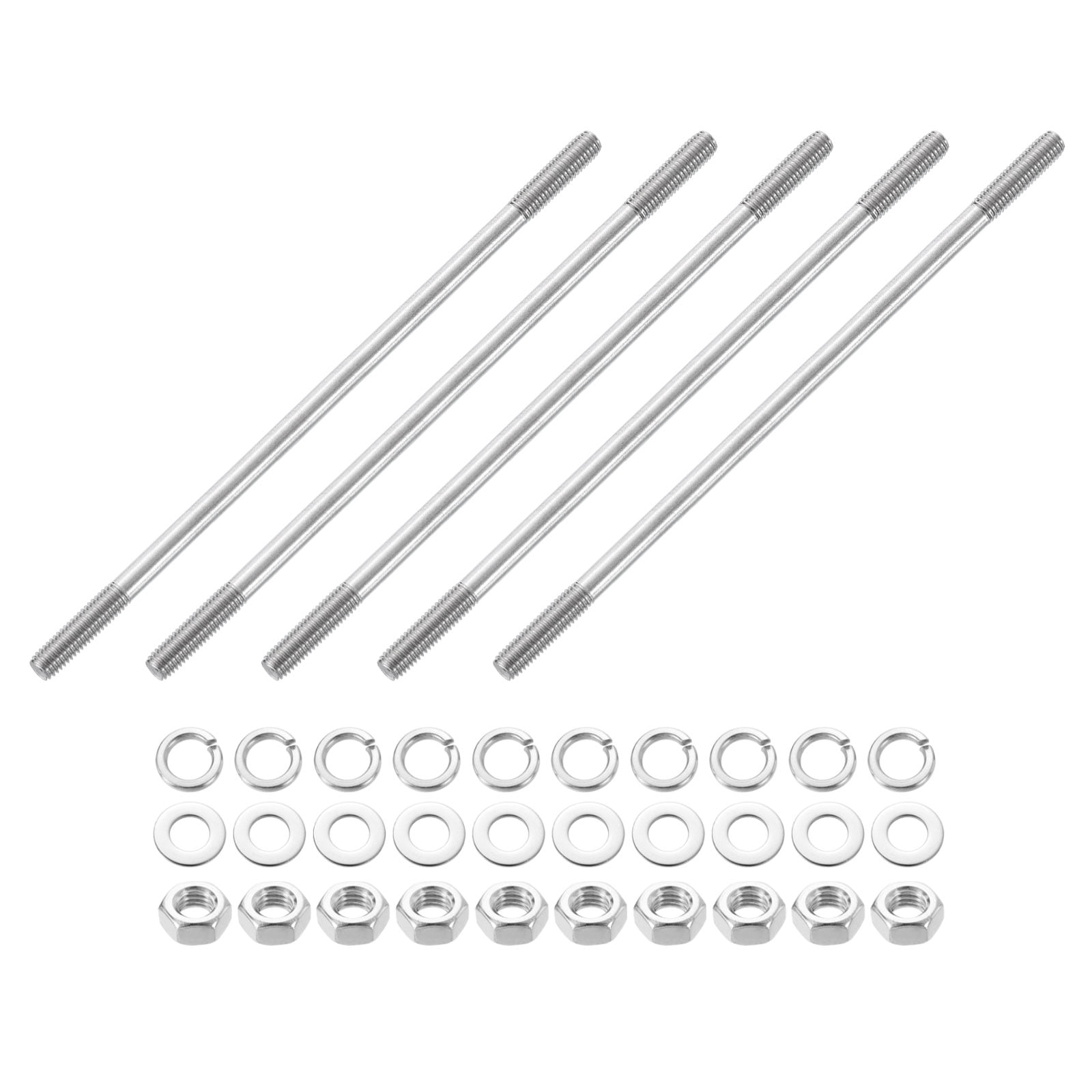 Uxcell M8 X 200mm Double-Ended Studs, 10-Pack – 304 Stainless Steel Adjustable Push Rods For RC Planes & DIY 4 thumbnail image