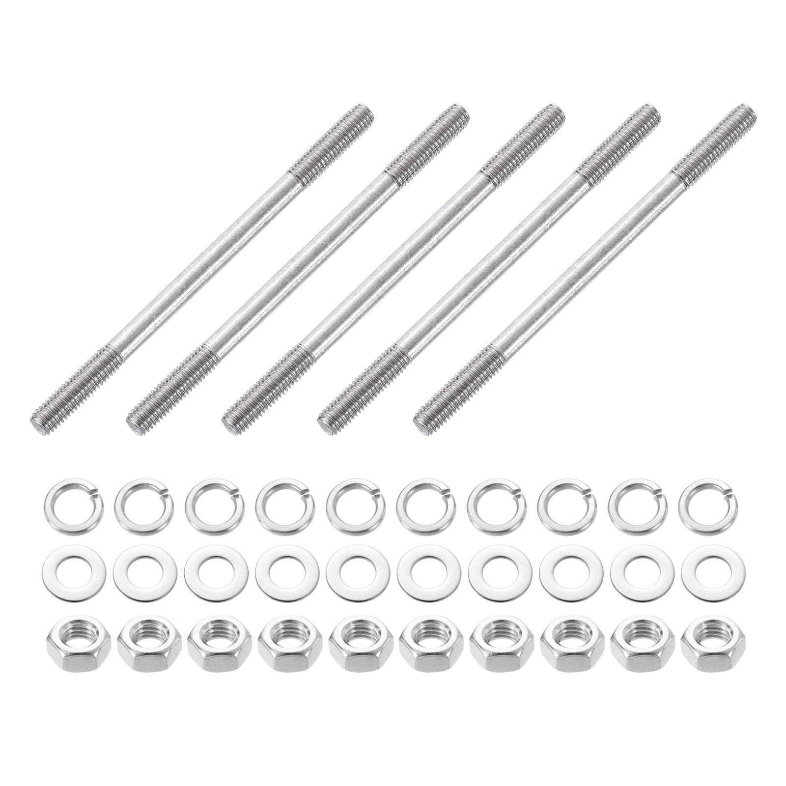 Uxcell 5pcs Double Ended Stud Screws, M8x120mm 304 Stainless Steel Dual ...