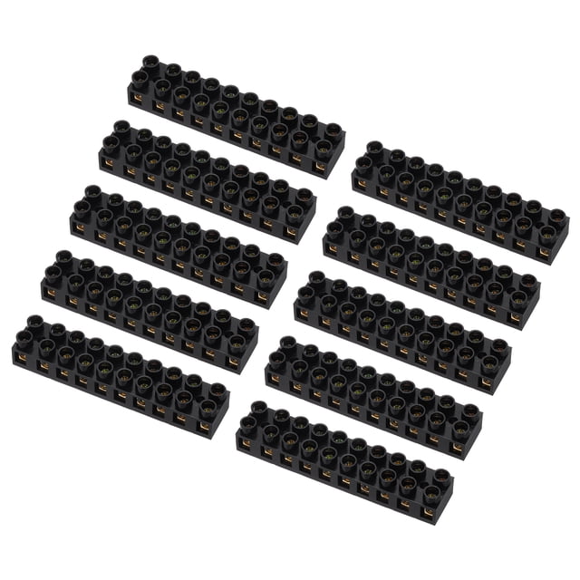 Dual Row Termina Uxcell 10pcs Dual Row Terminal Block, 10 Positions 500V 10A Screw ...