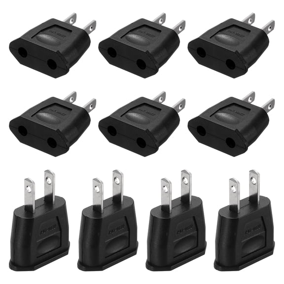 Uxcell 10 PCS EU to US Plug Socket Jack, US 2 Pin to European 2 Outlet Adapter Travel Charger Converter, 125V/250V 6A, 4mm Hole Black