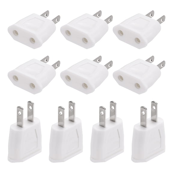 Uxcell 10 PCS EU to US Plug Socket Jack, US 2 Pin to European 2 Outlet Adapter Travel Charger Converter, 125V/250V 6A, 4mm Hole White
