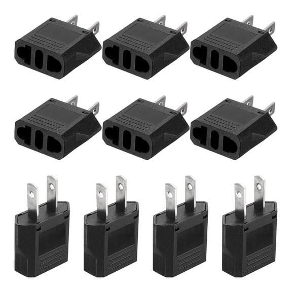 Uxcell 10 PCS European to US Plug Adapter, EU to US/CA/AU/JP Power Outlet Adapters Plug Travel Charger Converter, Black