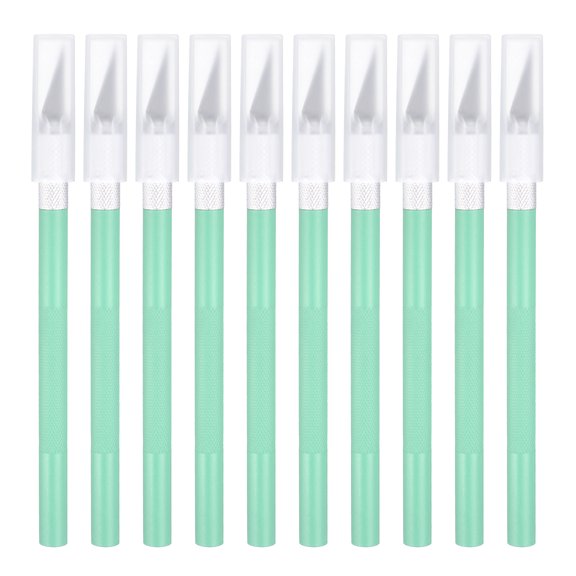Uxcell 10pcs Exacto Art Craft Hobby Precision Utility Knife for Carving Crafting Stencil, Green
