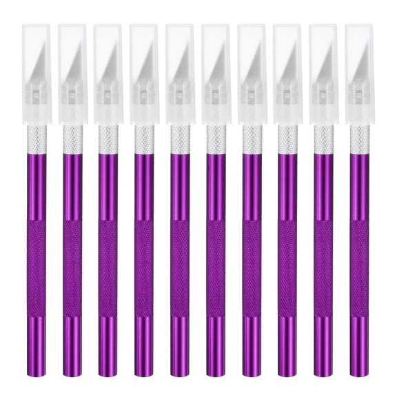 Uxcell 10pcs Exacto Art Craft Hobby Precision Utility Knife for Carving Crafting Stencil, Purple