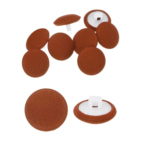 Uxcell 10pcs Fabric Cloth Buttons 0.5" Round Sewing Button with Shank, Brown Red