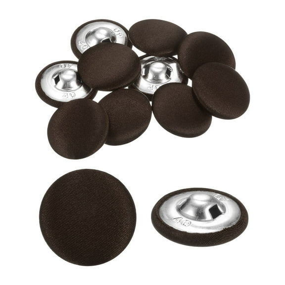 Uxcell 10pcs Fabric Cloth Buttons 1" Round Sewing Button with Shank, Dark Beige