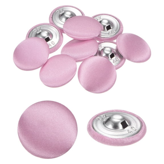 Uxcell 10pcs Fabric Cloth Buttons 1" Round Sewing Button with Shank, Silver Tone