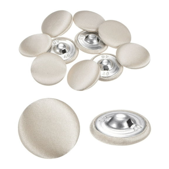 Uxcell 10pcs Fabric Cloth Buttons 1" Round Sewing Button with Shank, White