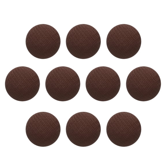 Uxcell 10pcs Fabric Cloth Covered Button 10mm Craft Round Sewing Button, Dark Brown