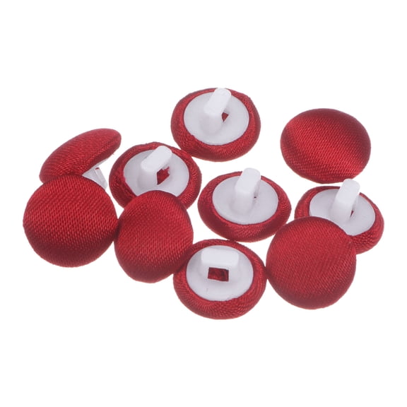 Uxcell 10pcs Fabric Cloth Covered Button 10mm Round Plastic Sewing Buttons for Suits Dress Blouses, Deep Red