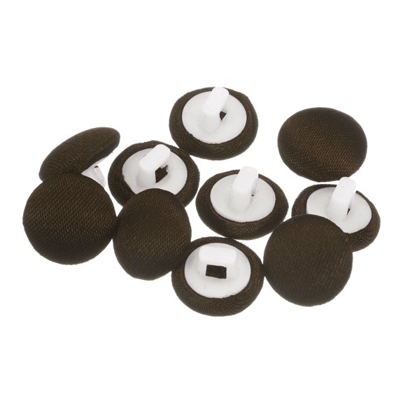 Uxcell 10pcs Fabric Cloth Covered Button 10mm Round Plastic Sewing Buttons for Suits Dress Blouses, Light Brown