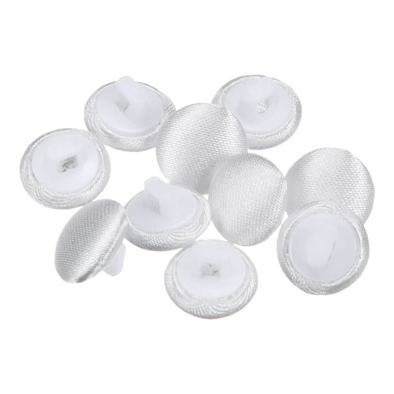 Uxcell 10pcs Fabric Cloth Covered Button 10mm Round Plastic Sewing Buttons for Suits Dress Blouses, White