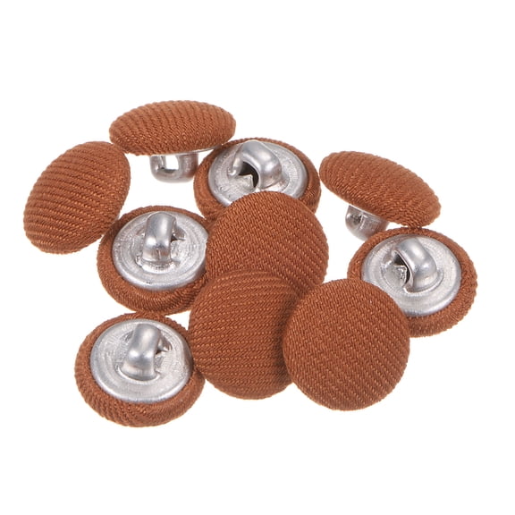 Uxcell 10pcs Fabric Cloth Covered Button 12.5mm Metal Shank Round Sewing Buttons for Suits Dress Blouses, Alloy Orange