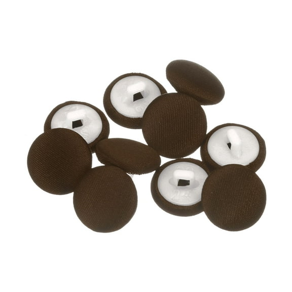 Uxcell 10pcs Fabric Cloth Covered Button 15mm Round Plastic Sewing Buttons for Suits Dress Blouses, Light Brown