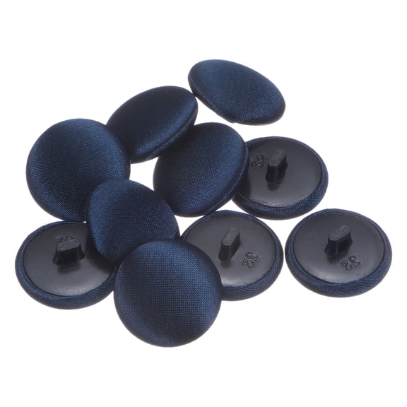 Uxcell 10pcs Fabric Cloth Covered Button 20mm Round Plastic Sewing Buttons for Suits Dress Blouses, Navy Blue