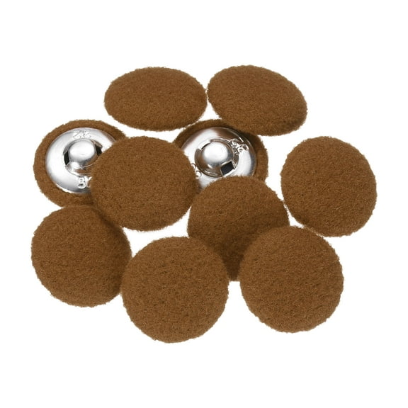 Uxcell 10pcs Fabric Cloth Covered Buttons 0.8" Round Plush Sweaters Button with Aluminum Shank Sewing Button, Brown