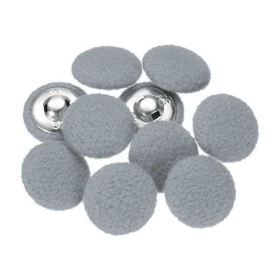 Uxcell 10pcs Fabric Cloth Covered Buttons 0.8" Round Plush Sweaters Button with Aluminum Shank Sewing Button, Grey