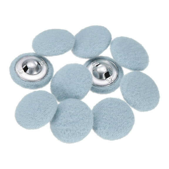 Uxcell 10pcs Fabric Cloth Covered Buttons 0.8" Round Plush Sweaters Button with Aluminum Shank Sewing Button, Sky Blue